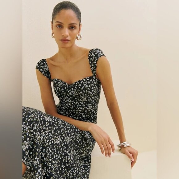 Reformation Dresses & Skirts - NEW Reformation Bryson Colette Floral Black Midi Dress | size 4